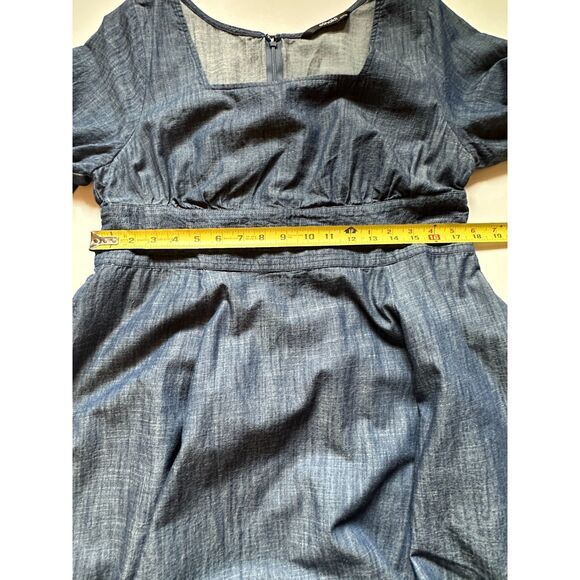 eShakti Blue 1940's 1950's Square Neckline Fit & Flair Dress Embroidered - Picture 10 of 13